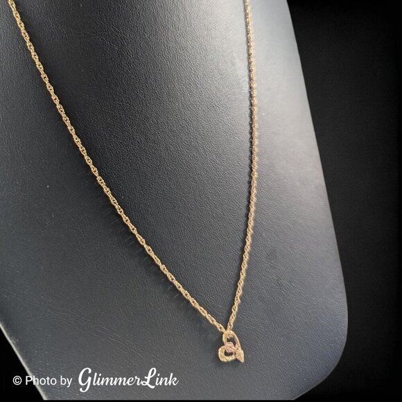 Vintage Stamper SBHG 10K Heart Leaf Dainty Pendant & Gold Filled Chain - Picture 4 of 11